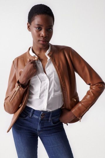 cazadora cuero slim con efecto piel Salsa jeans cazadora cuero slim con efecto piel Salsa jeans